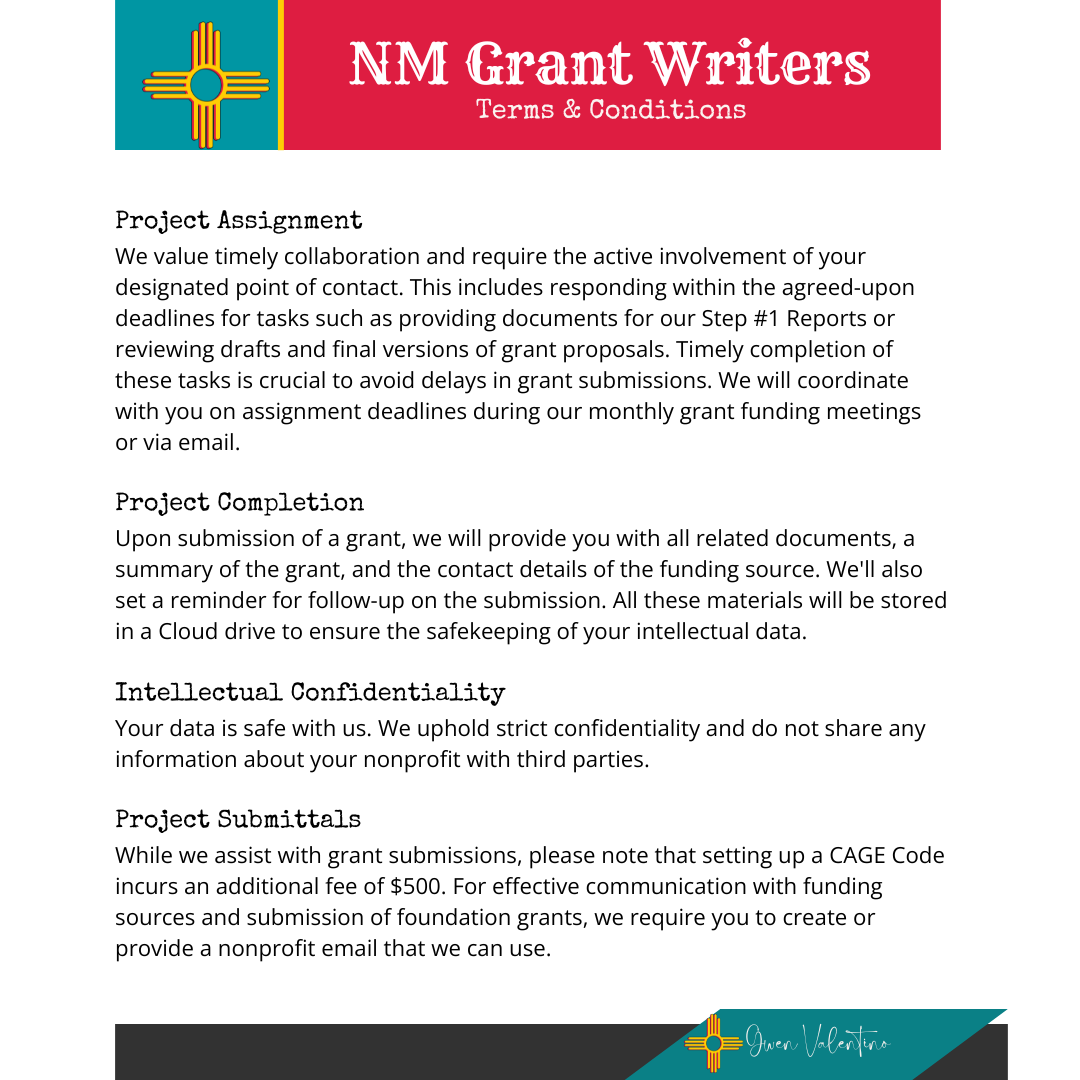 NM Grant Writers Terms